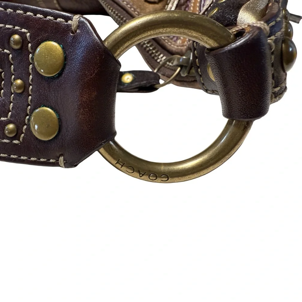 Coach Soho LRG Rivet Whipstitch Leather Hobo Bag Brown Boho Shoulder Purse 10478 - Picture 12 of 17